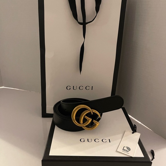 Authentic Gucci leather belt with Double G buckle, sz 29 US waist, worn 2 x - Picture 6 of 16